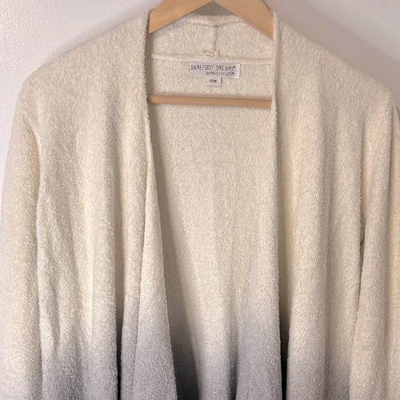 Barefoot Dreams Bamboo Chic Lite Ombre Ivory Gray Waterfall Front Cardigan S/M - Picture 2 of 8